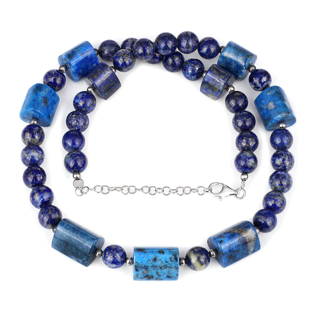 Lapis Lazuli Beads Silver Necklace