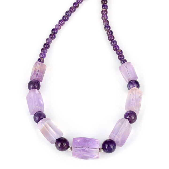 Sterling Silver Amethyst Beads Necklace