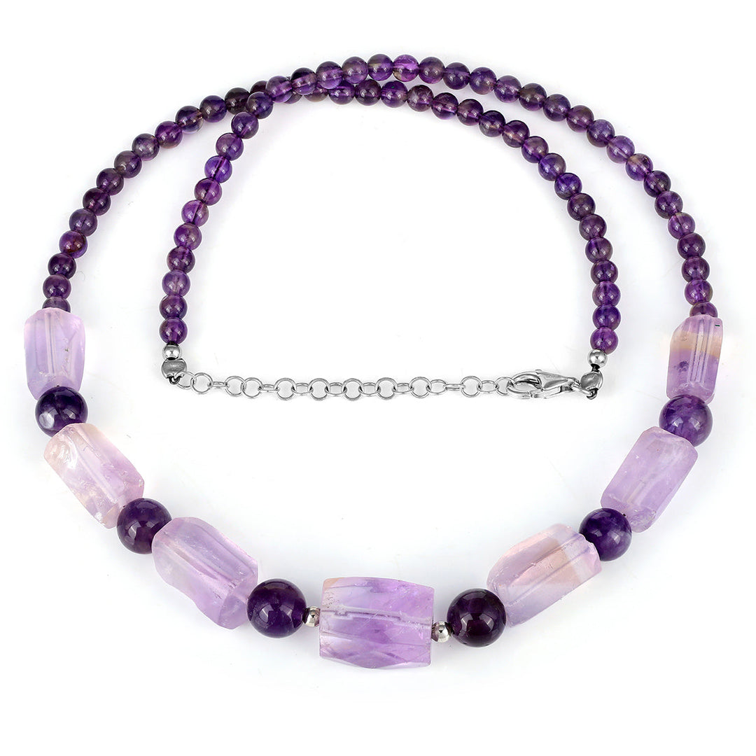 Sterling Silver Amethyst Beads Necklace