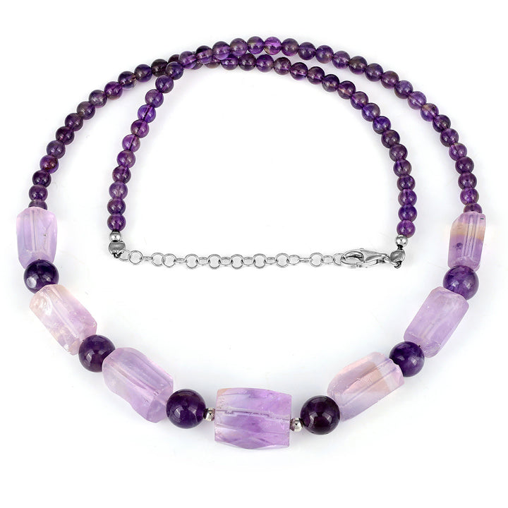 Sterling Silver Amethyst Beads Necklace