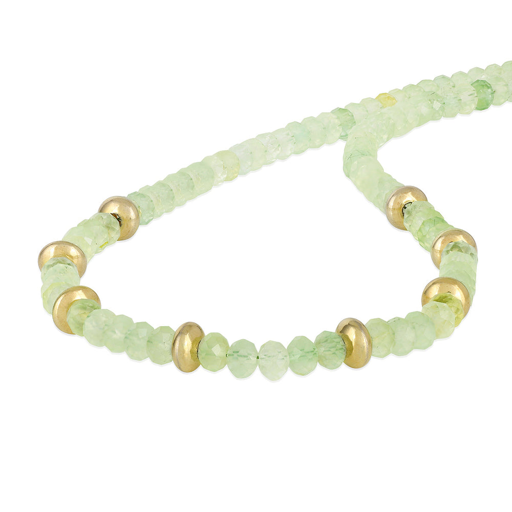 Sterling Silver Prehnite Beads Necklace