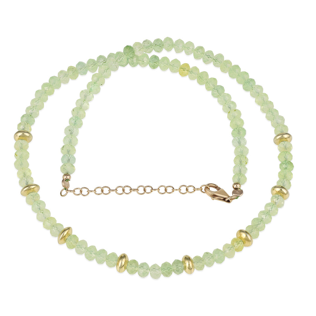 Sterling Silver Prehnite Beads Necklace