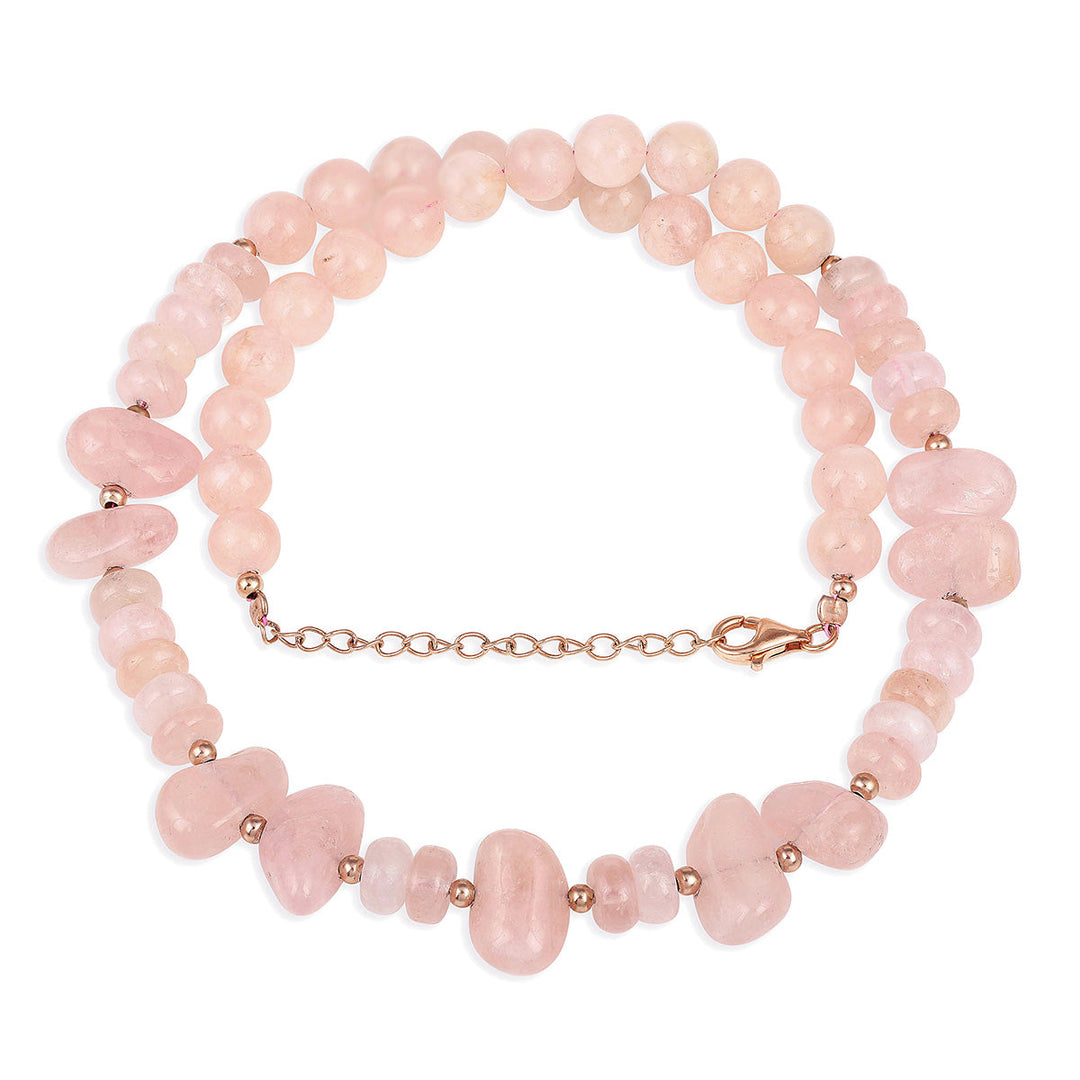 Morganite Beads Silver Necklace