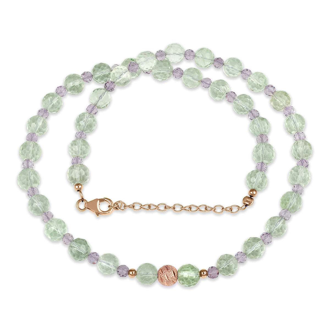 Amethyst Green and Pink Beads Necklace