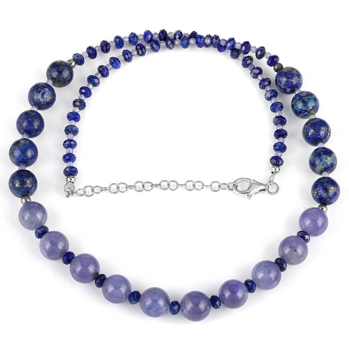 Tanzanite and Lapis Lazuli Silver Necklace