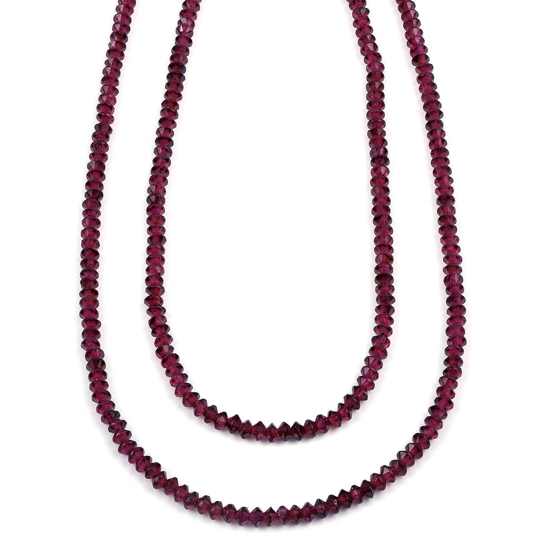 Garnet Beads Layered Silver Necklace