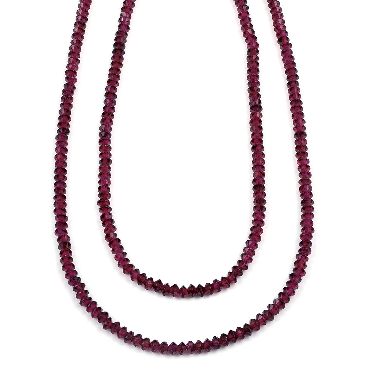 Garnet Beads Layered Silver Necklace