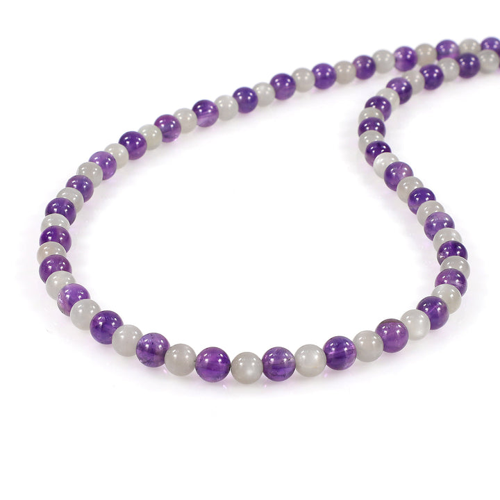 Amethyst and Gray Moonstone Silver Necklace