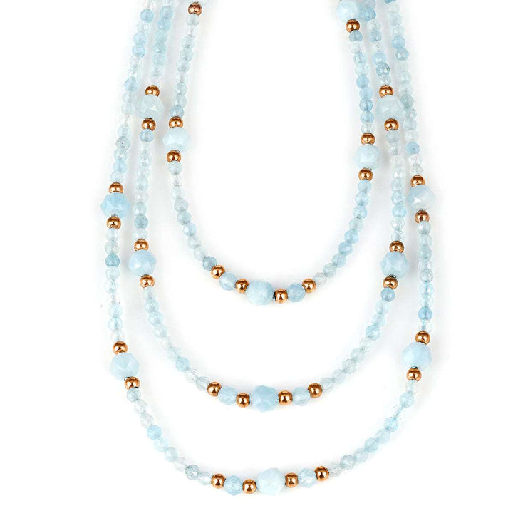 Aquamarine Three Strand Silver Necklace