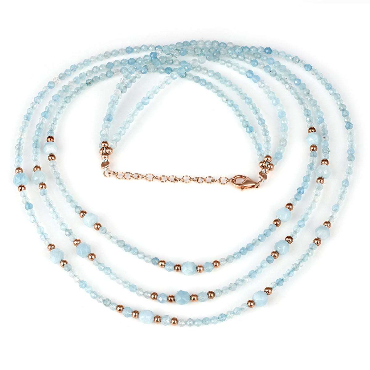 Aquamarine Three Strand Silver Necklace