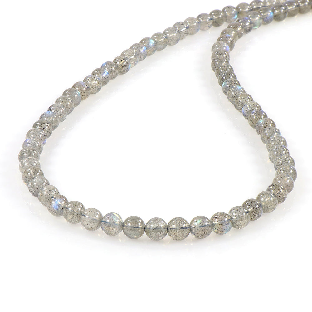 Labradorite Beads Silver Chain Necklace