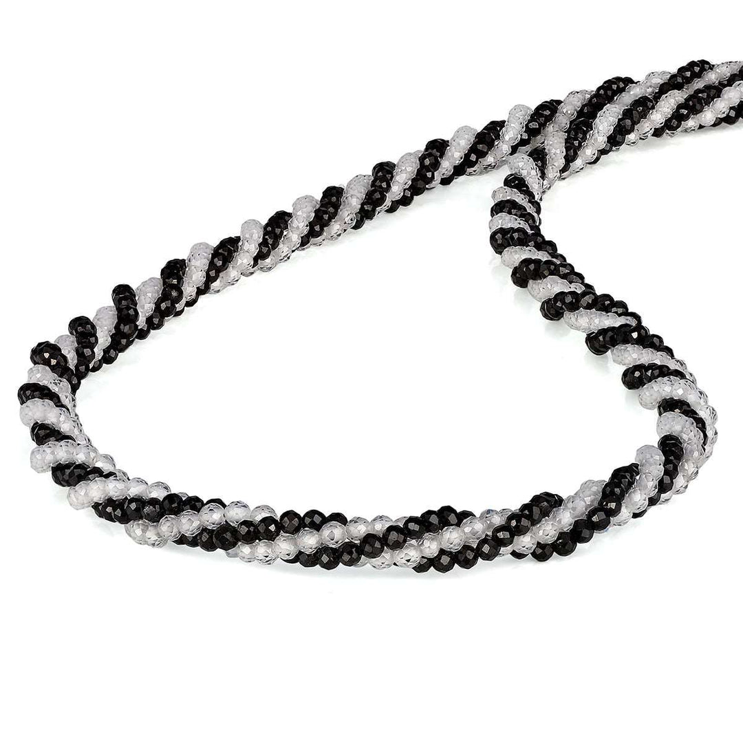 Black Spinel and Zircon Twisted Rope Necklace