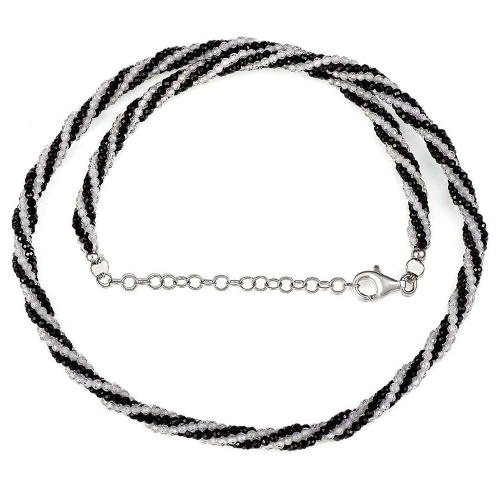 Black Spinel and Zircon Twisted Rope Necklace