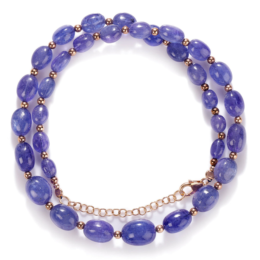 Tanzanite Beads Sterling Silver Necklace