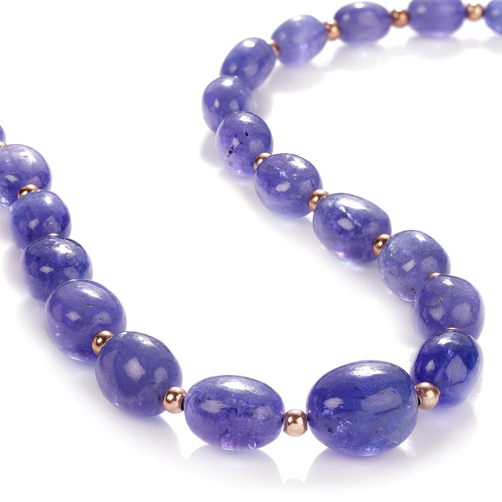 Tanzanite Beads Sterling Silver Necklace