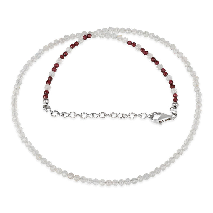 White Topaz and Garnet Silver Necklace