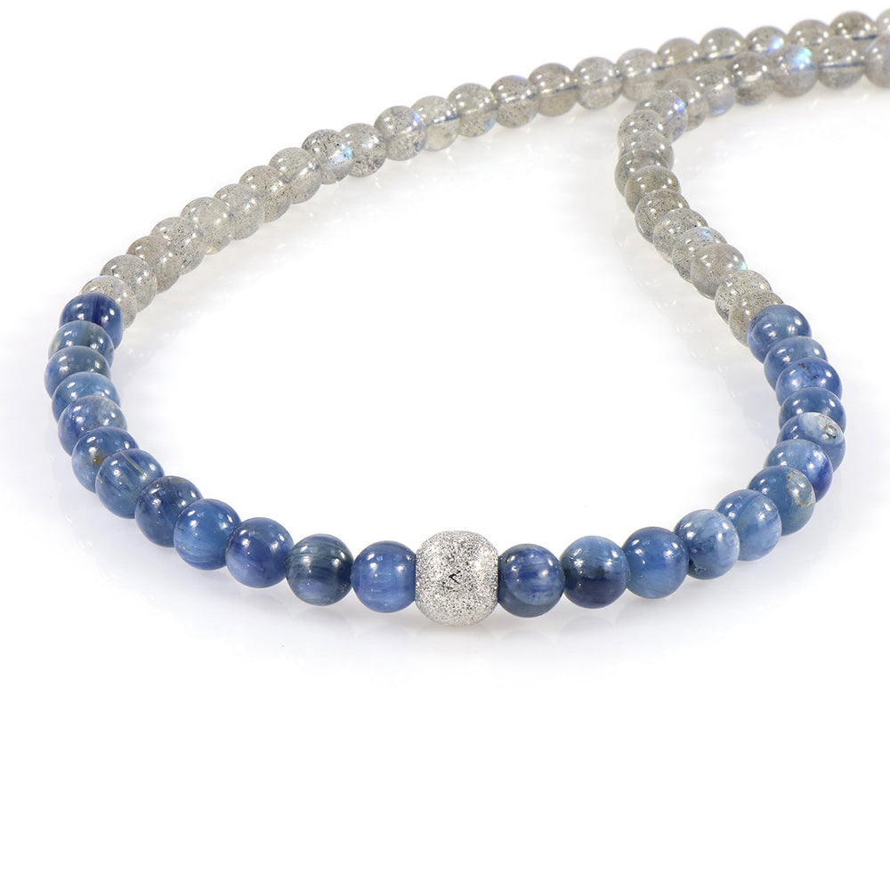 Kyanite and Labradorite Beads Silver Necklace