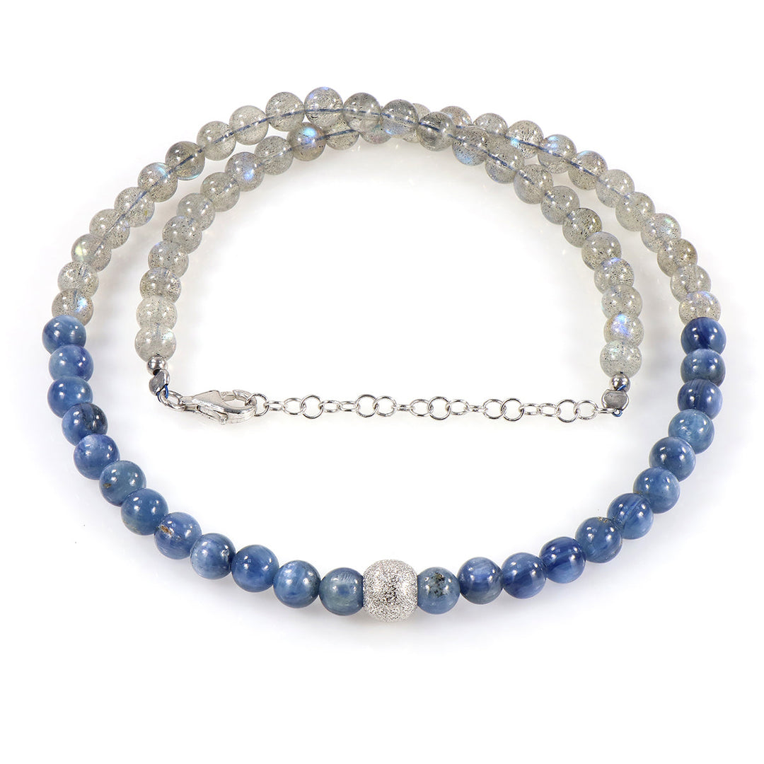 Kyanite and Labradorite Beads Silver Necklace