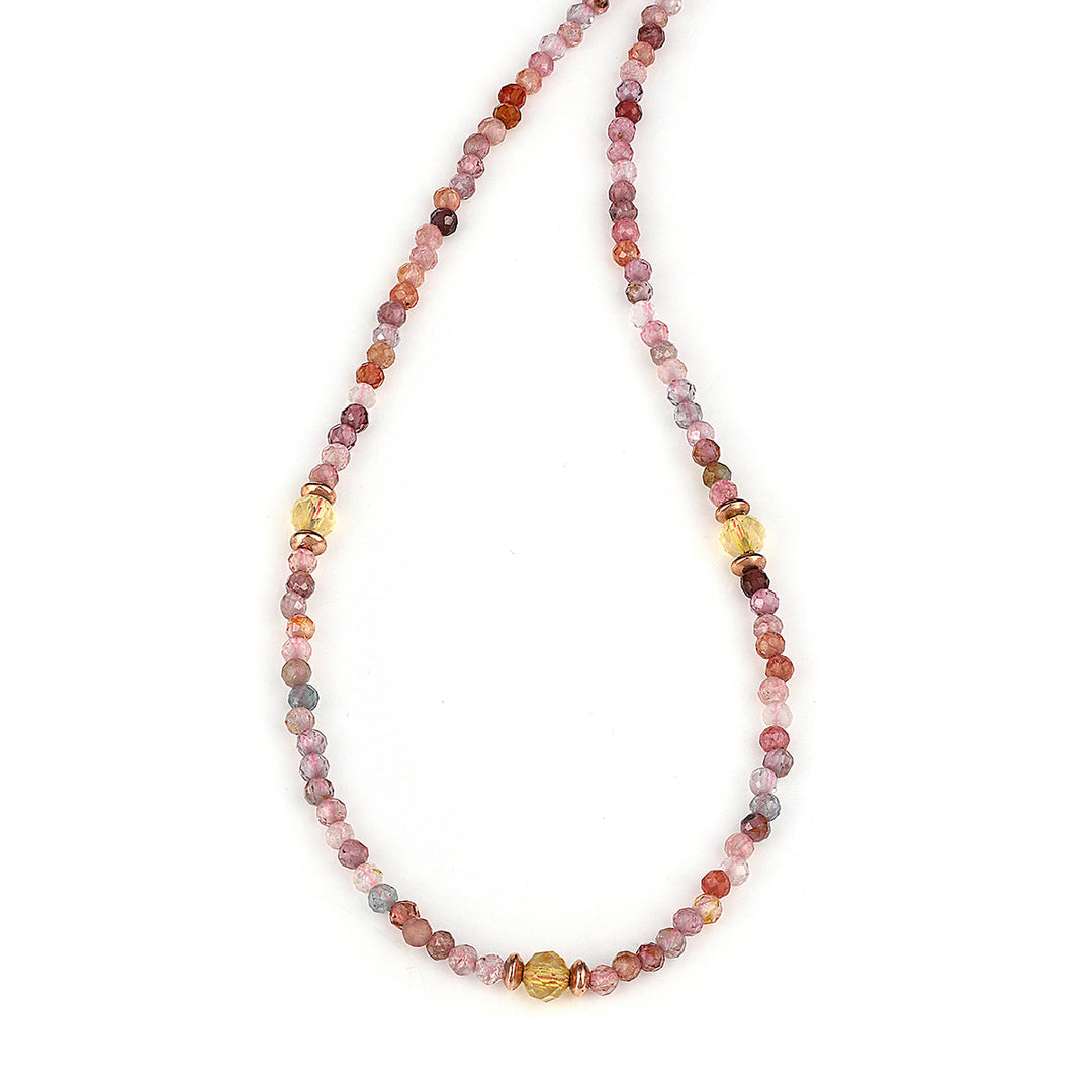 Multi Spinel and Citrine Silver Necklace