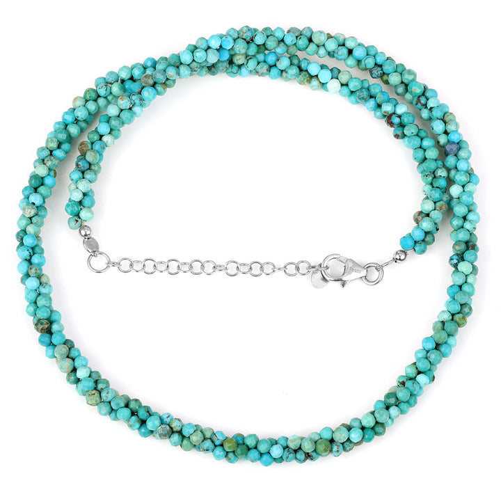 Turquoise Twisted Rope Silver Necklace