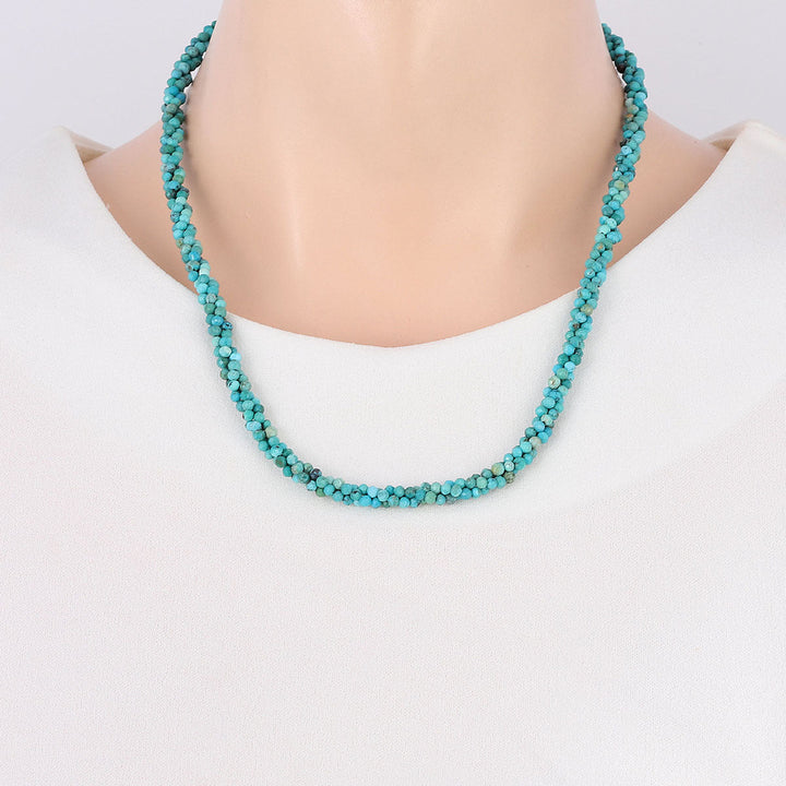 Turquoise Twisted Rope Silver Necklace