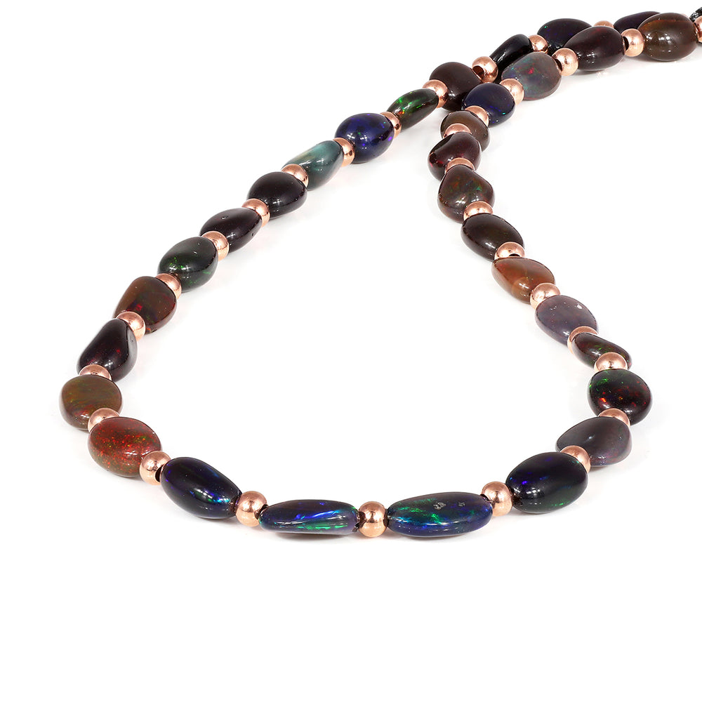 Ethiopian Black Opal Tumble Silver Necklace