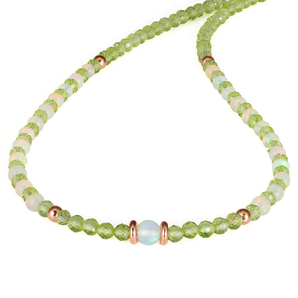 Peridot and Ethiopian Opal Beads Silver Necklace