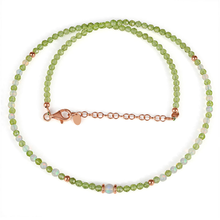 Peridot and Ethiopian Opal Beads Silver Necklace