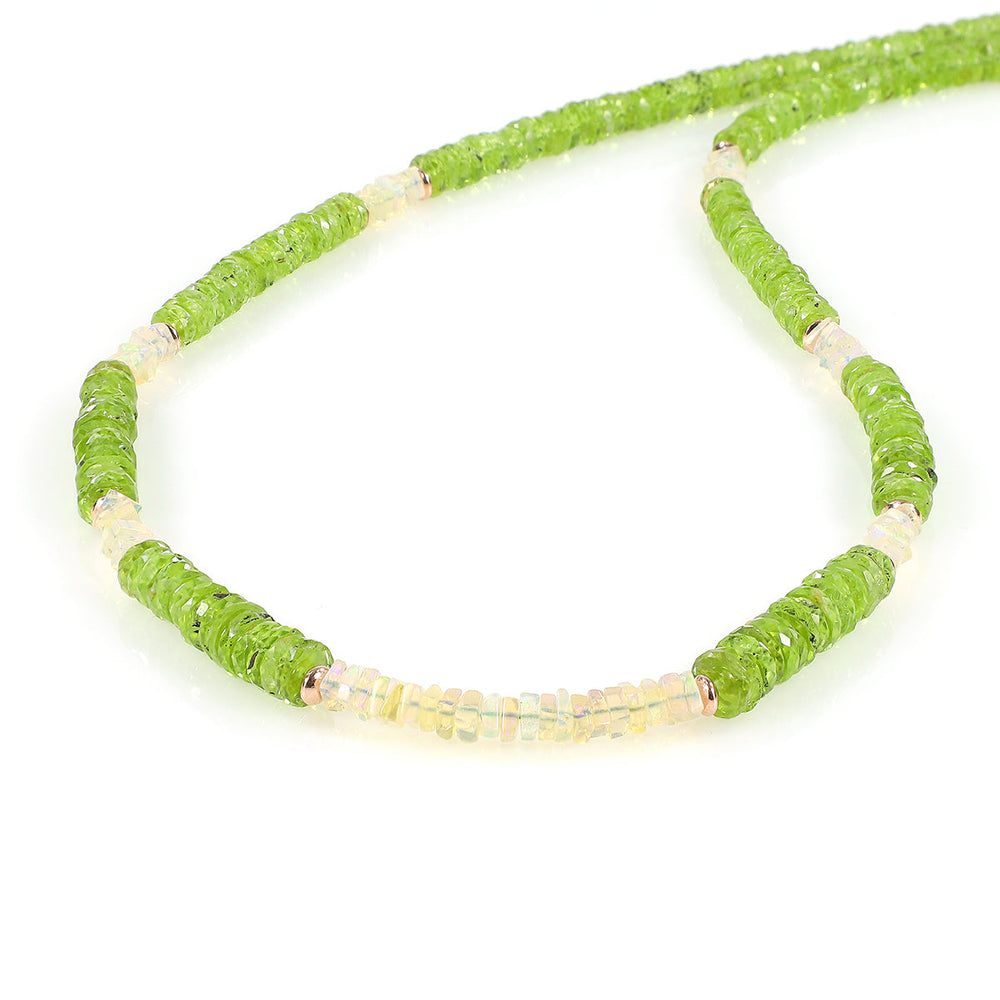 Ethiopian Opal and Peridot Silver Necklace