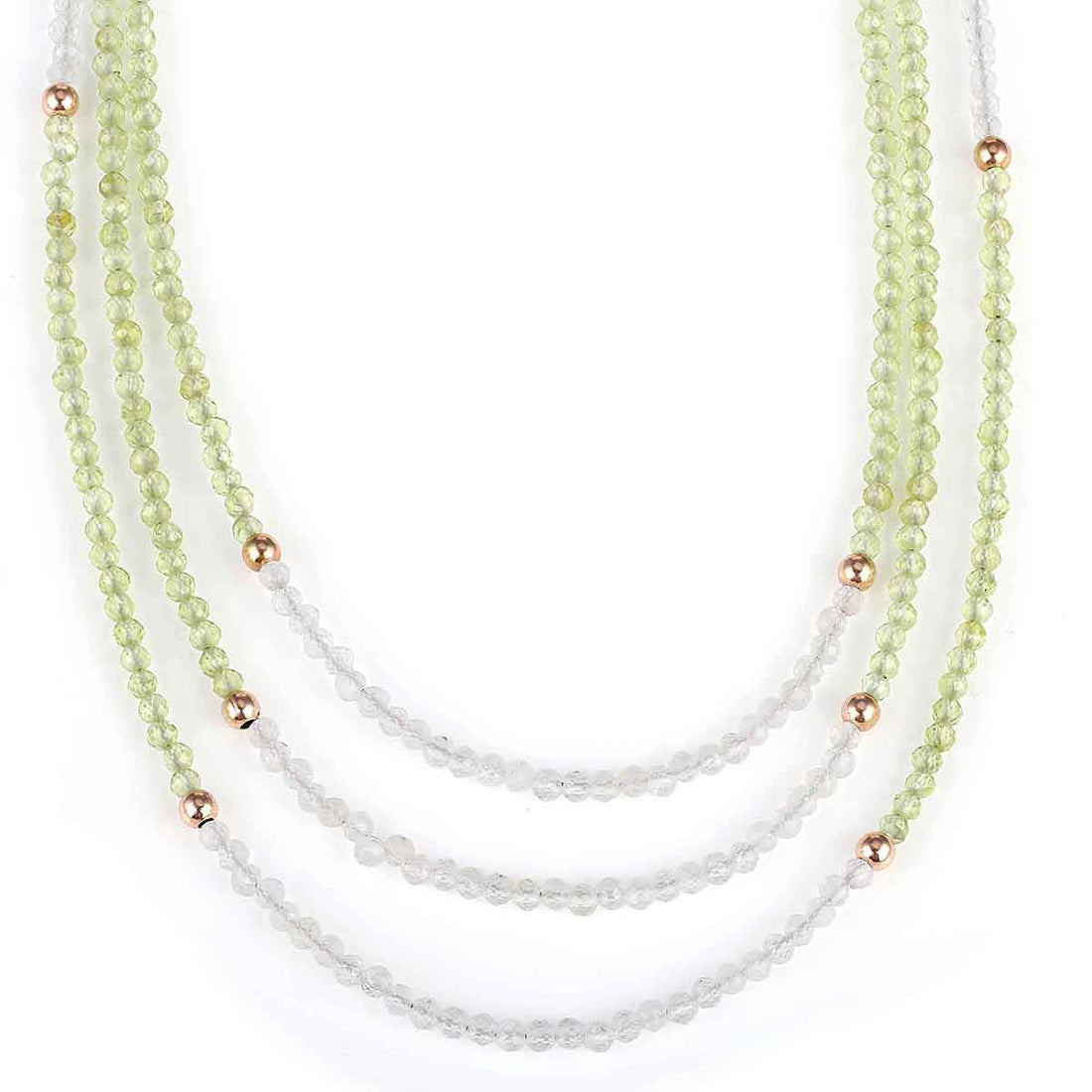 Peridot and White Topaz Beads Layered Necklace