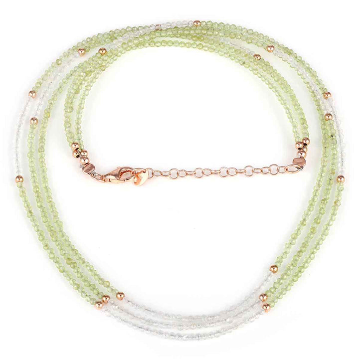 Peridot and White Topaz Beads Layered Necklace