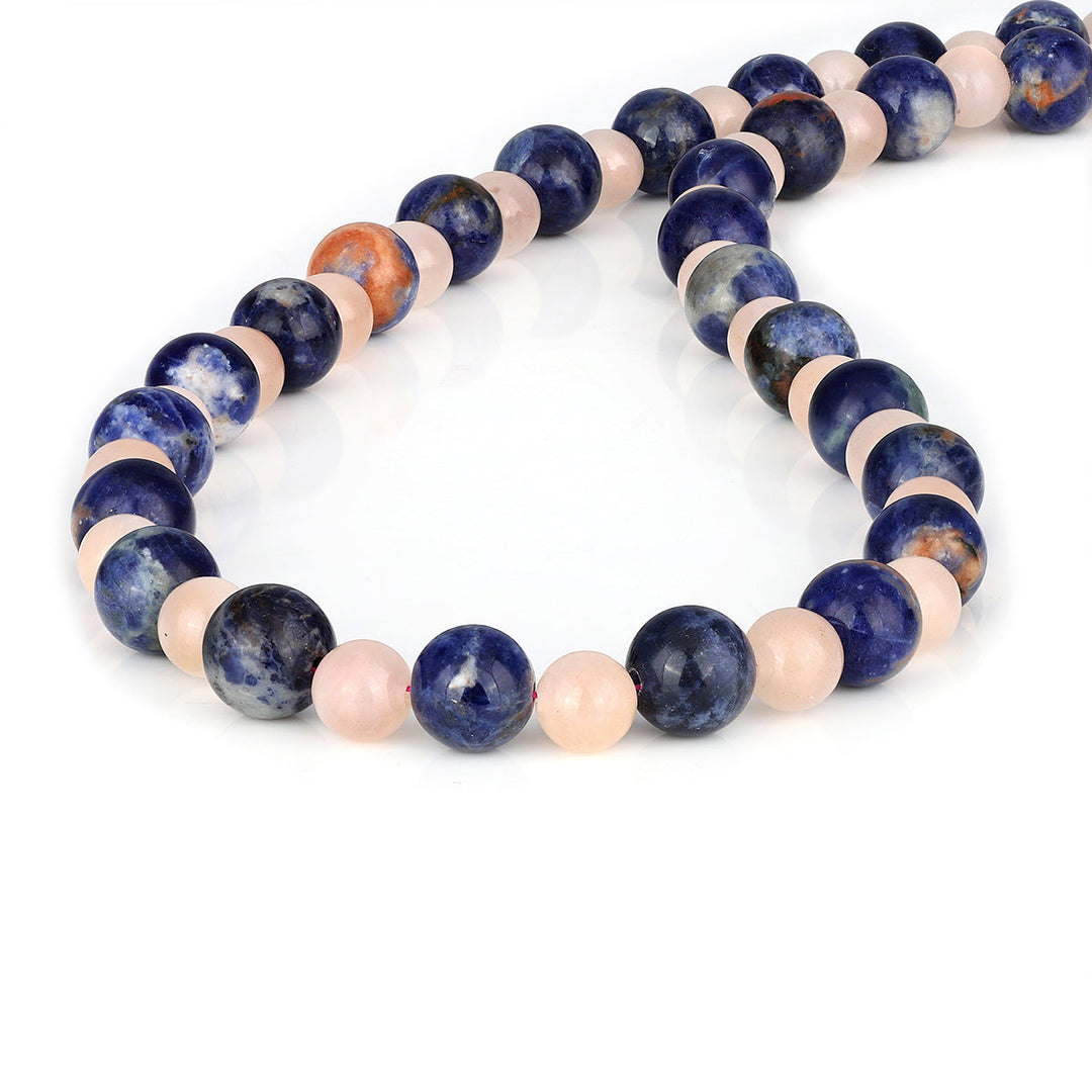 Sodalite and Peach Aventurine Silver Necklace