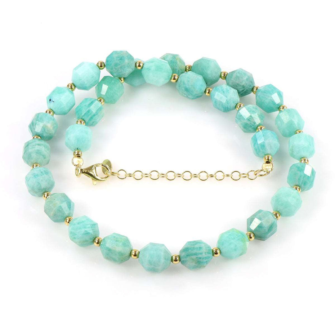 Amazonite Beads Silver Necklace