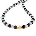 Ethiopian Black and White Opal Silver Necklace