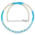 Ethiopian White and Blue Opal Silver Necklace