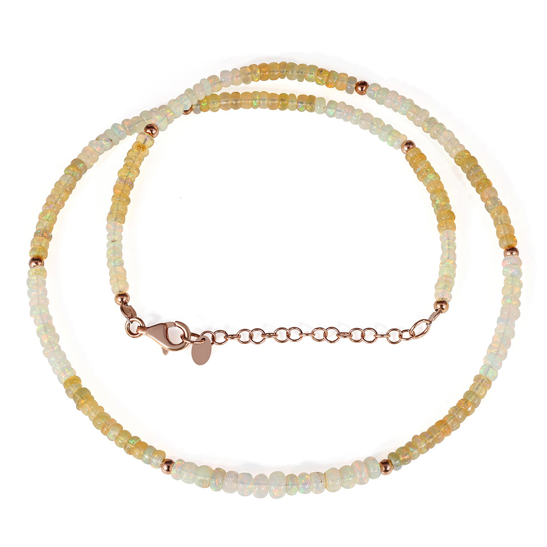 White and Honey Ethiopian Opal Silver Necklace