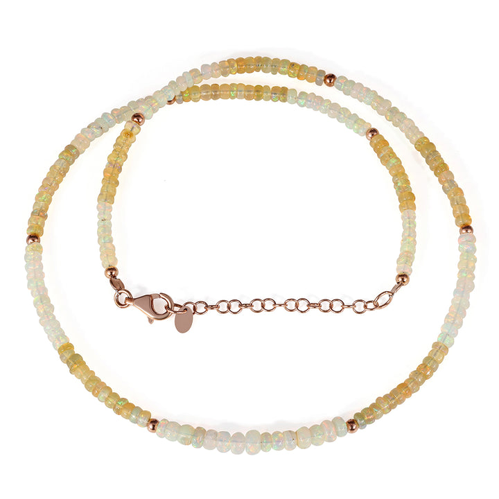 White and Honey Ethiopian Opal Silver Necklace