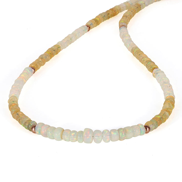 White and Honey Ethiopian Opal Silver Necklace