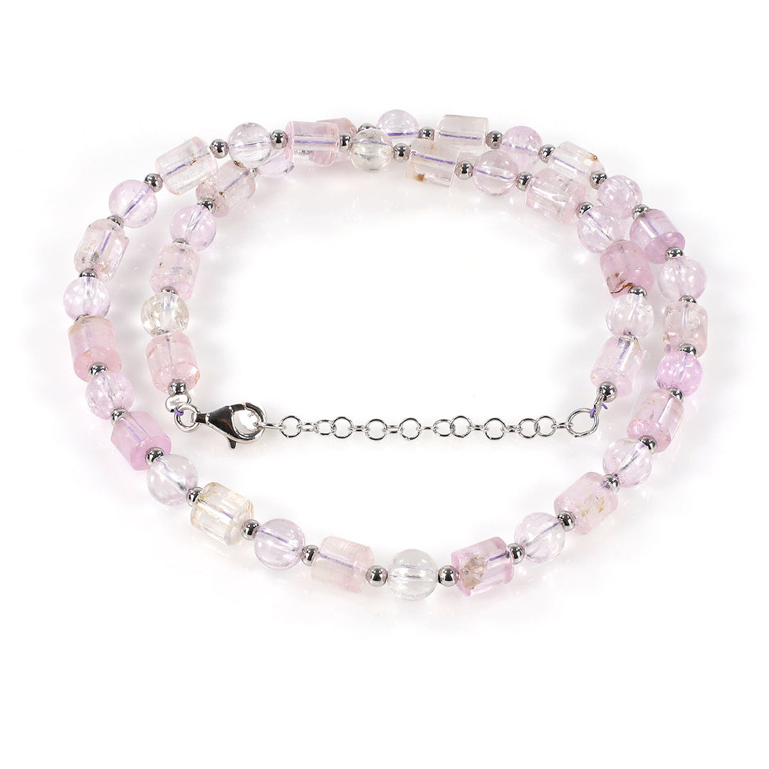 Kunzite Beads Sterling Silver Necklace