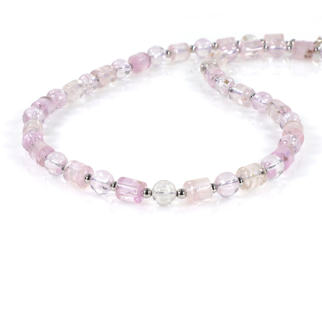 Kunzite Beads Sterling Silver Necklace