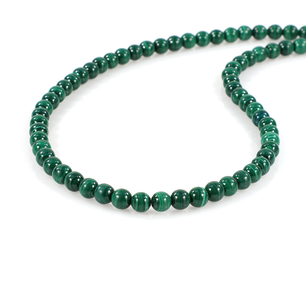 Sterling Silver Malachite Beads Necklace