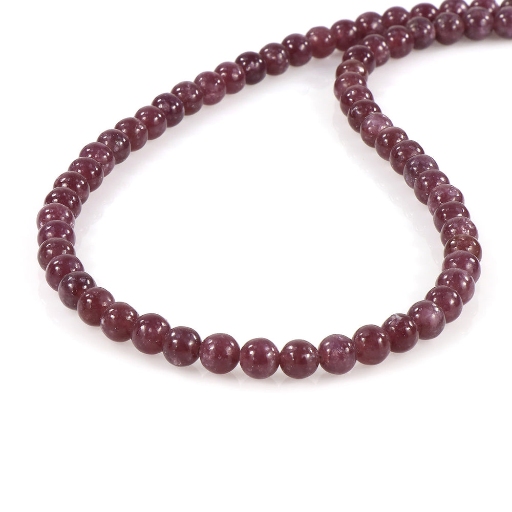 Sterling Silver Lepidolite Beads Necklace