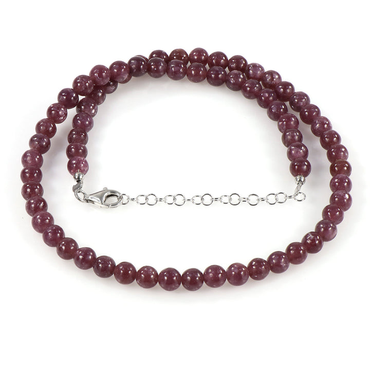 Sterling Silver Lepidolite Beads Necklace