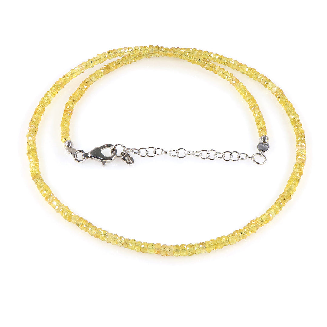 Yellow Sapphire Beads Silver Necklace