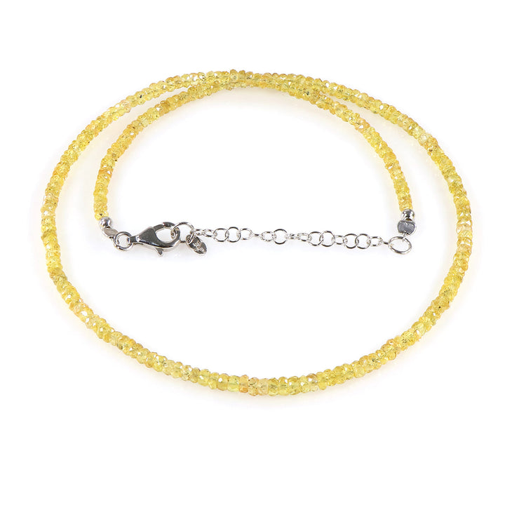 Yellow Sapphire Beads Silver Necklace