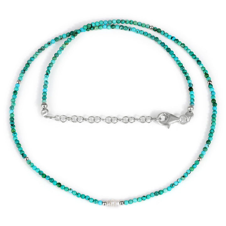 Turquoise and Pearl Silver Necklace