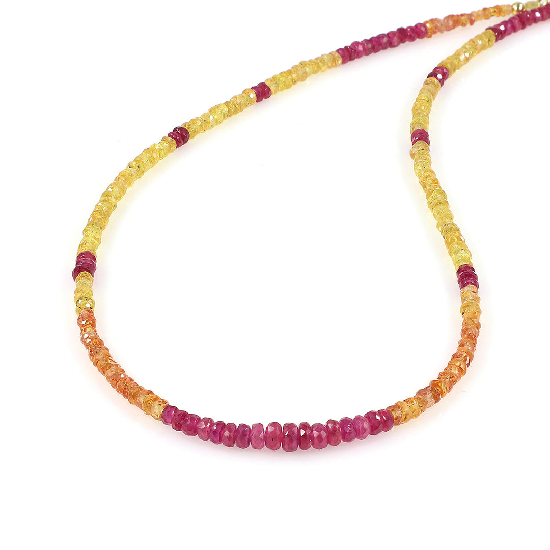 Ruby, Orange and Yellow Sapphire Silver Necklace