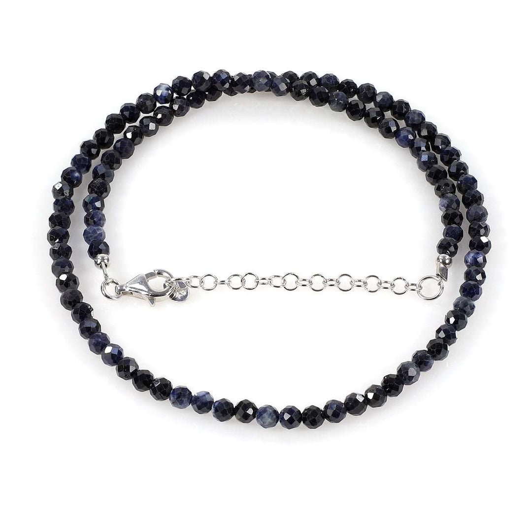 Blue Sapphire Beads Silver Necklace