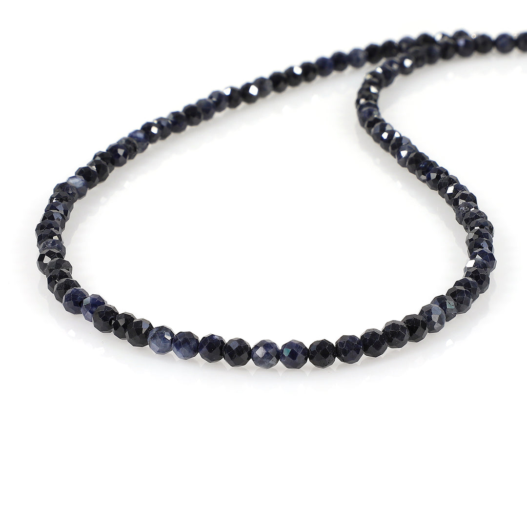 Blue Sapphire Beads Silver Necklace