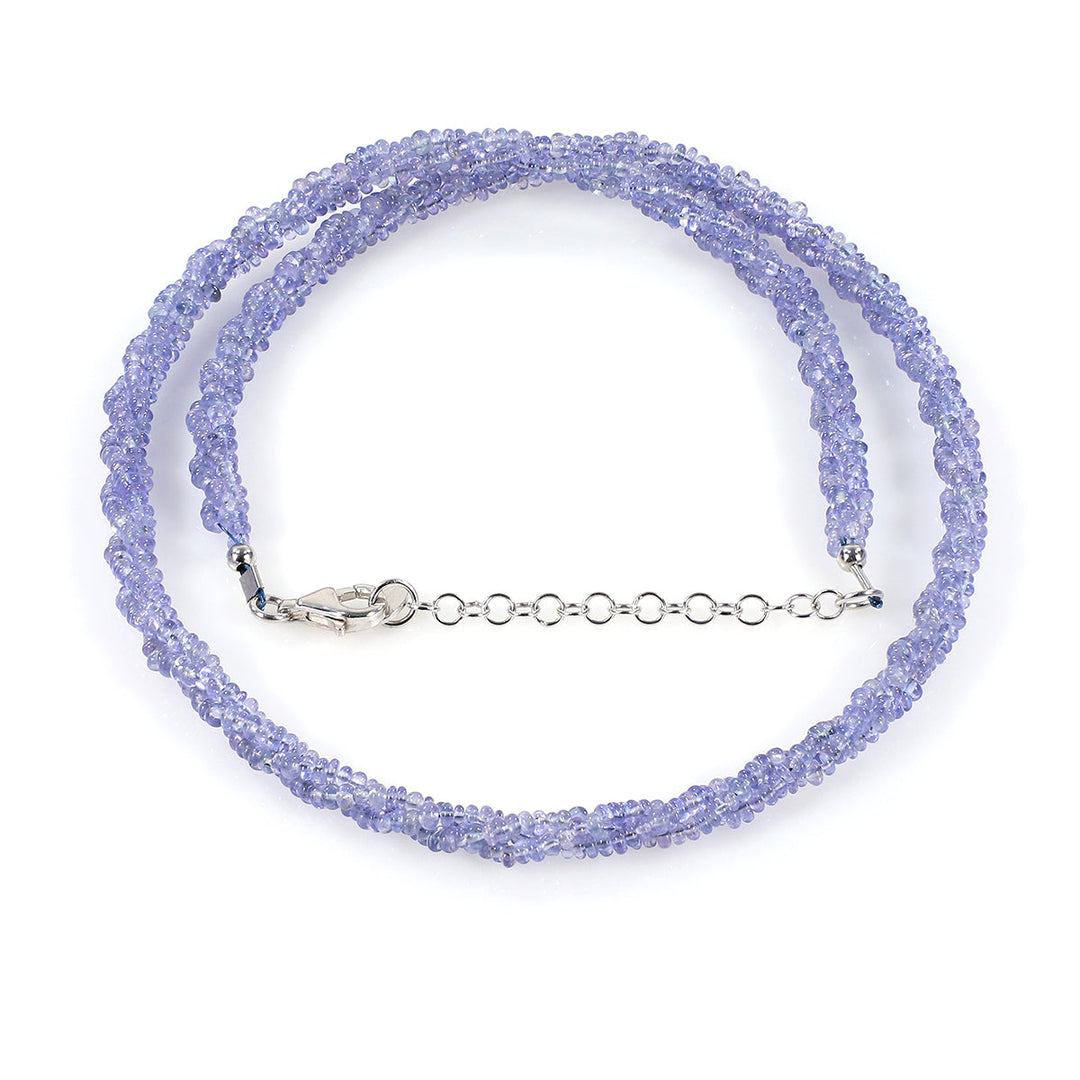 Tanzanite Twisted Rope Unisex Silver Necklace